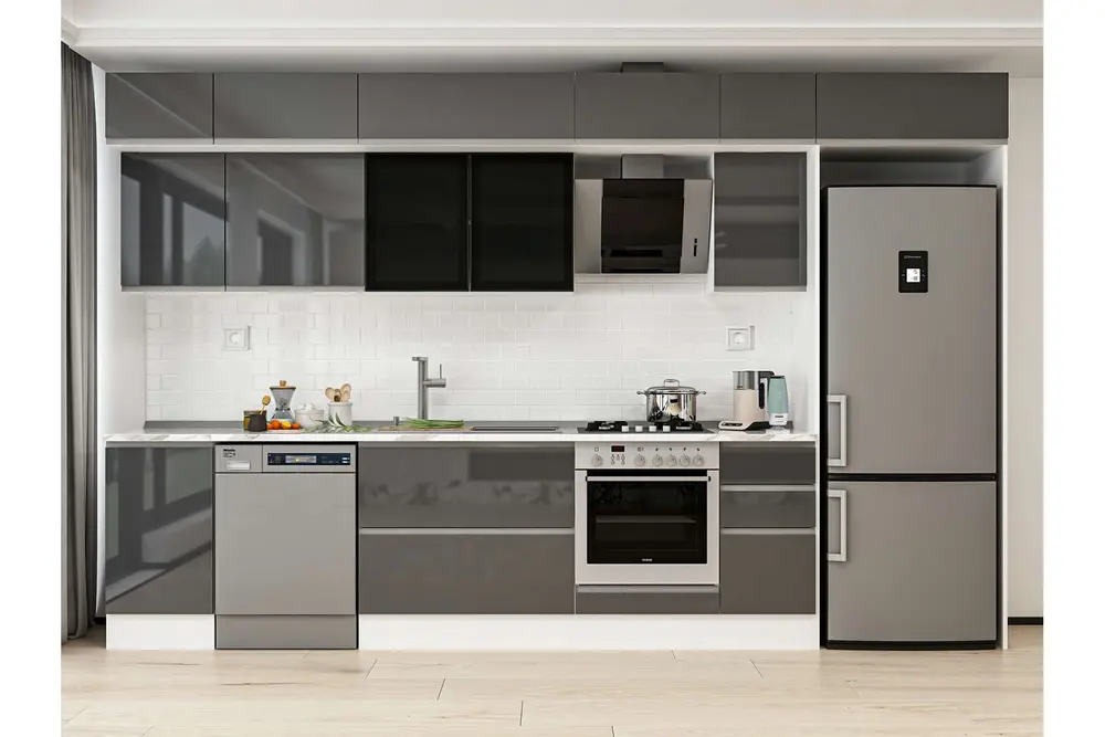 Alvinka 365X240 Cm Mutfak Dolabı, Mb E80S45S40 3 Antrasit Suntalam