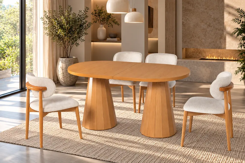 Bohem Masa, Umay Sandalye, Kayın, Natural, Fıçı Ayak, 160X90