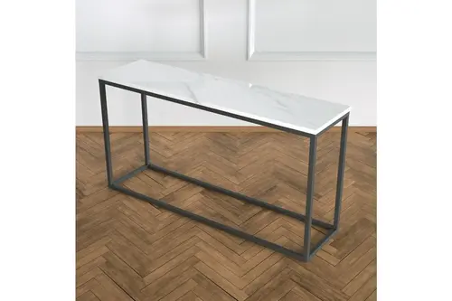 Potrica Metal Dresuar ,Siyah Ayak Beyaz Mermer Tabla