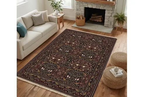 Mürdüm Motif Dokuma Taban Halı, 563 Yng 80X150 Cm