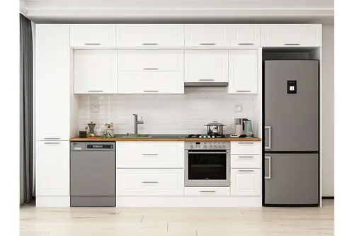 Alvinka 375X240 Cm Klasik Mebran Mutfak Dolabı, Mbb E90B45S40 1 Mebran Beyaz Suntalam