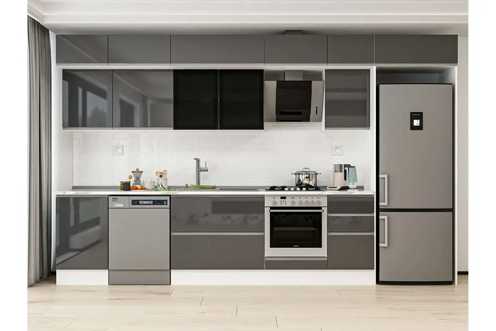 Alvinka 375X240 Cm Mutfak Dolabı, Mb E80S50S45 3 Antrasit Suntalam