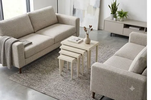 Tubihome Diva Dörtlü Sehpa Takımı, Krem