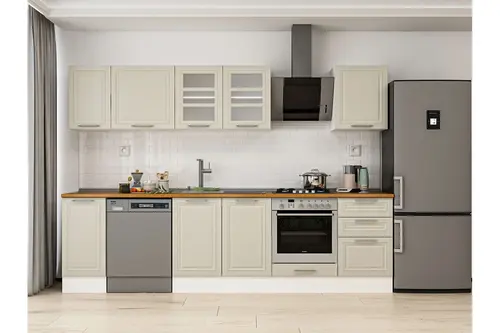 Alvinka 290X210 Cm Klasik Mebran Mutfak Dolabı, M E80S40S50 3 Mebran Kumtaşı Suntalam