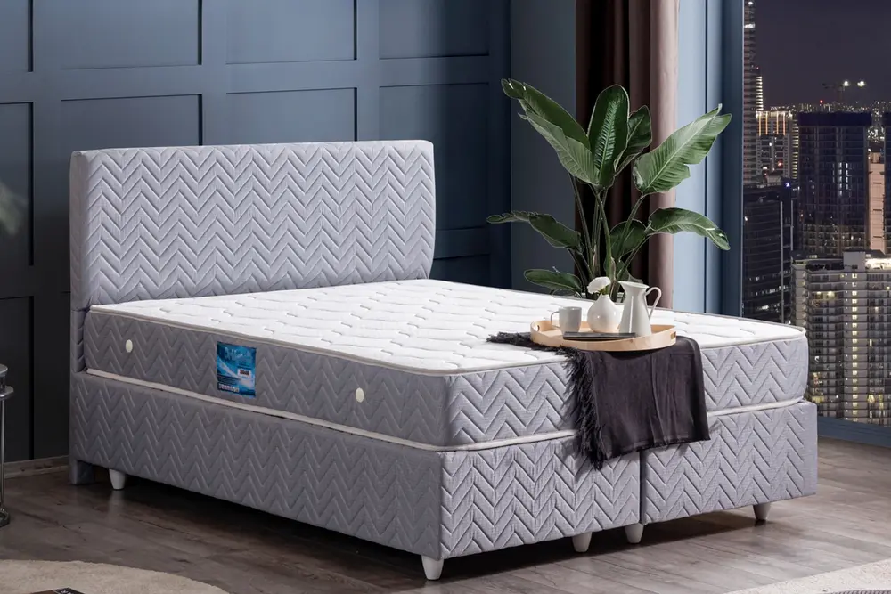 Kristal Baza Başlık Orthosoft Yatak Seti, Gri, 90X190