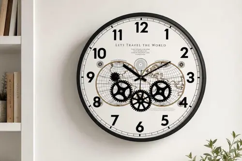 Muyika Atlas Duvar Saati, Travel Çarklı, 47 Cm