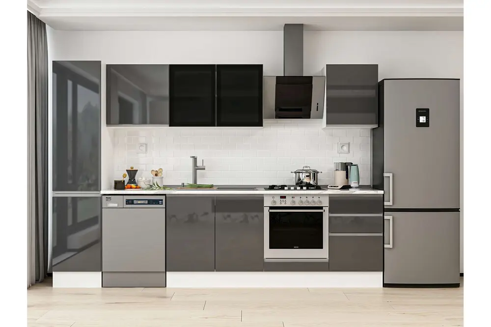 Alvinka 305X210 Cm Mutfak Dolabı, Mb E90B45S50 3 Antrasit Suntalam