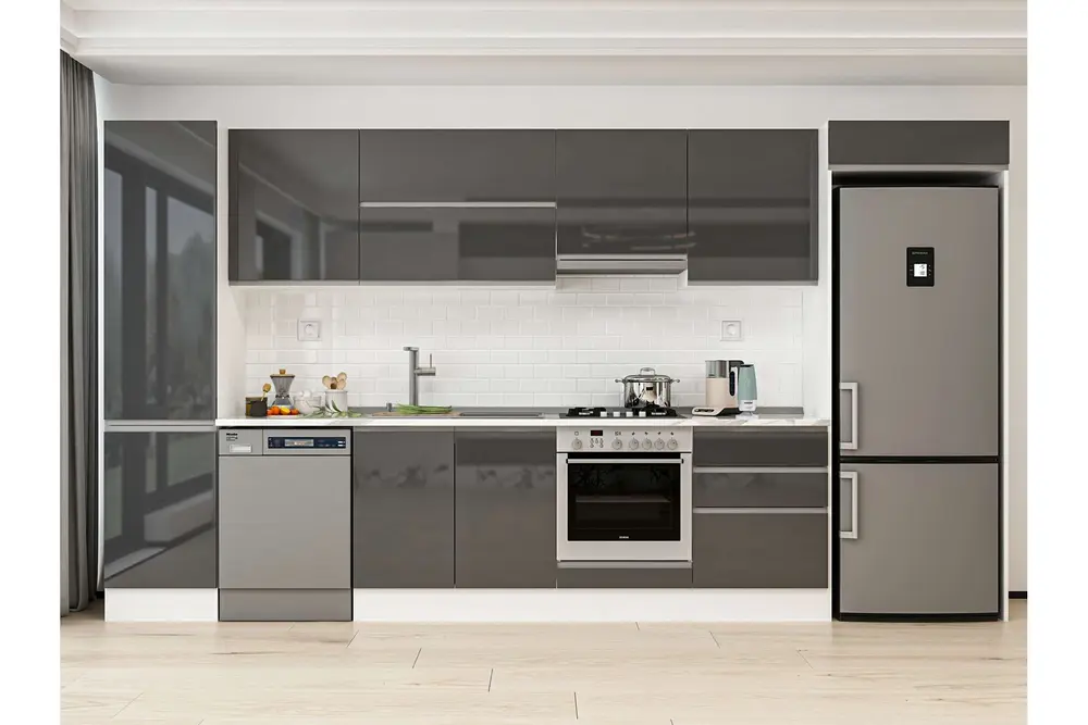 Alvinka 390X222 Cm Mutfak Dolabı, Mbb E80B50S60 1 Antrasit Suntalam