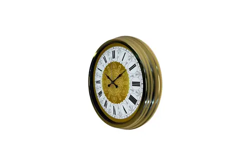 Gold Motifli Metal Duvar Saati 40 Cm