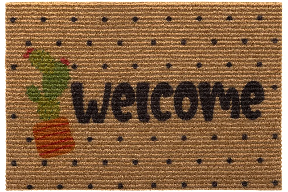 Coco Welcome Kaktüs Paspas Dış Kapı Paspası Kapı Önü Paspası, 40X60