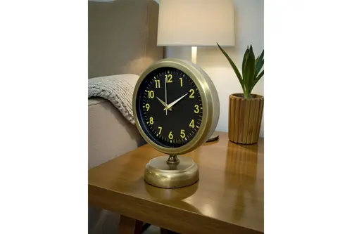Retro Elegance Eskitme Metal Masa Saati 25X20 Cm