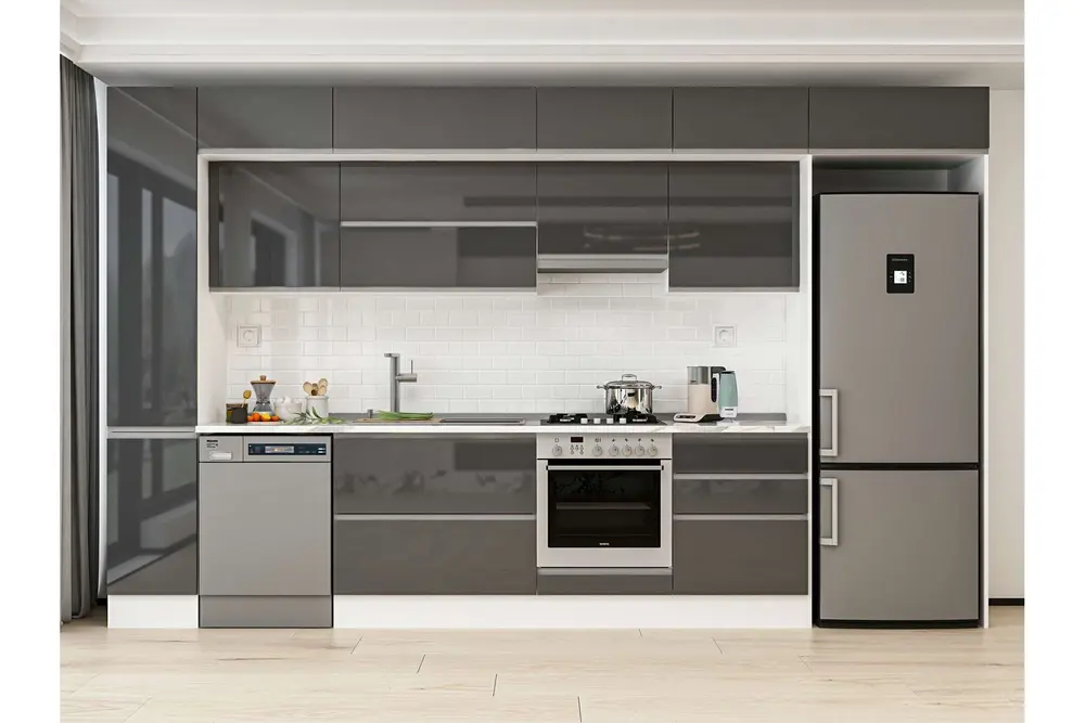 Alvinka 390X240 Cm Mutfak Dolabı, Mbb E90B40S60 1 Antrasit Suntalam