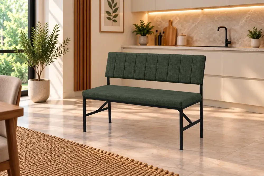 Melody 2 Kişilik Sırtlı Bench, Yeşil, 90 Cm