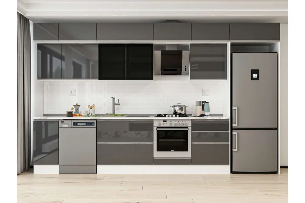 Alvinka 390X240 Cm Mutfak Dolabı, Mb E90S40S60 3 Antrasit Suntalam