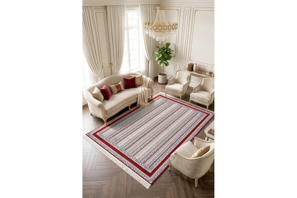 Koza Buhara Bordo Salon Halısı A5978A, 100X300