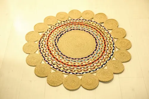 Milda Jüt Kilim 04, Yuvarlak, El Örgüsü, 140X140