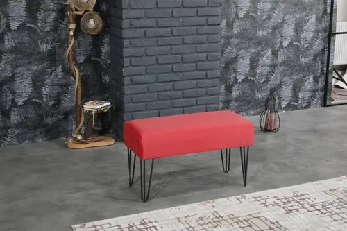 İrem Metal Ayaklı Lüx Kapitonesiz Puf Nar Çiçeği