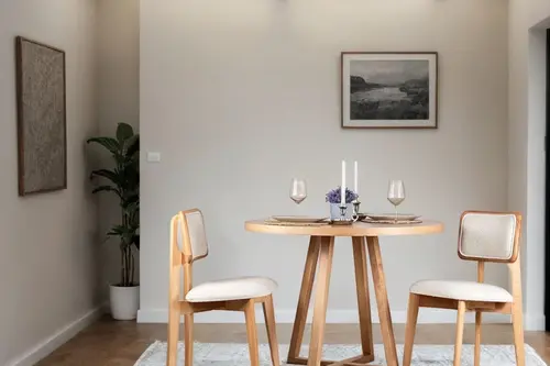 Mavera Natural Ahşap Yuvarlak Masa Takımı, 100X100