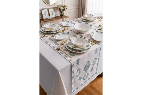 Flowers Green Yemek Takımı 24 Parça 6 Kişilik