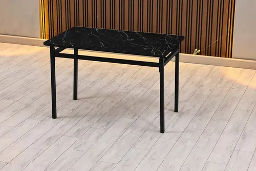 Melody Dikdörtgen Mutfak Masası, Siyah Mermer, 70X110 Cm