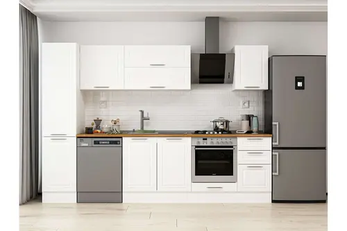 Alvinka 300X210 Cm Klasik Mebran Mutfak Dolabı, Mb E90B45S45 2 Mebran Beyaz Suntalam
