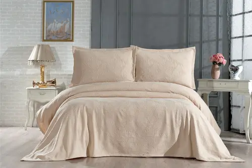 Çapa Home Fiore Yatak Örtüsü, Çift Kişilik, Bej