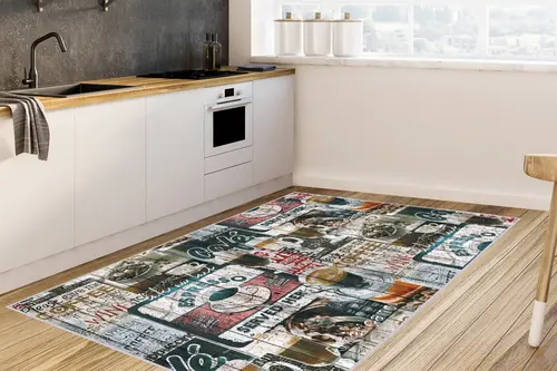 Dijital Baskı Kaymaz Yıkanabilir Mutfak Halısı, R200480X150 Cm