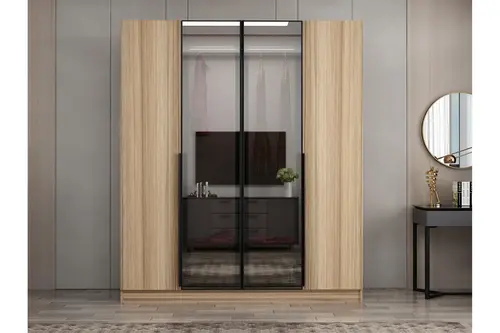 Nisa Plus 4 Kapaklı 2 Çekmece Dolap Dore Plus Dore Reflekte Cam