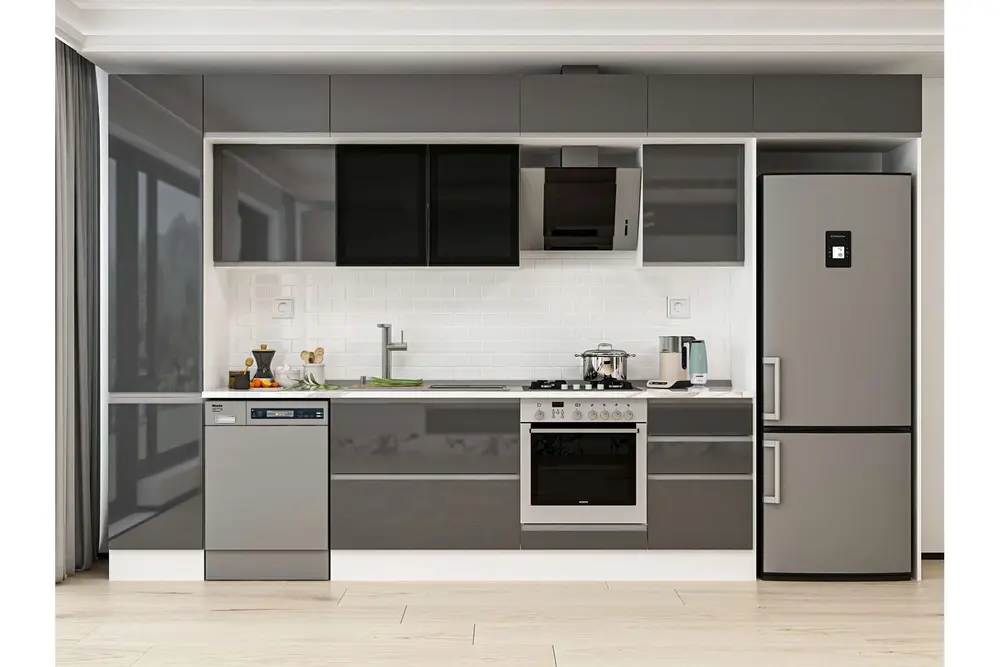 Alvinka 375X240 Cm Mutfak Dolabı, Mbb E80B45S50 3 Antrasit Suntalam