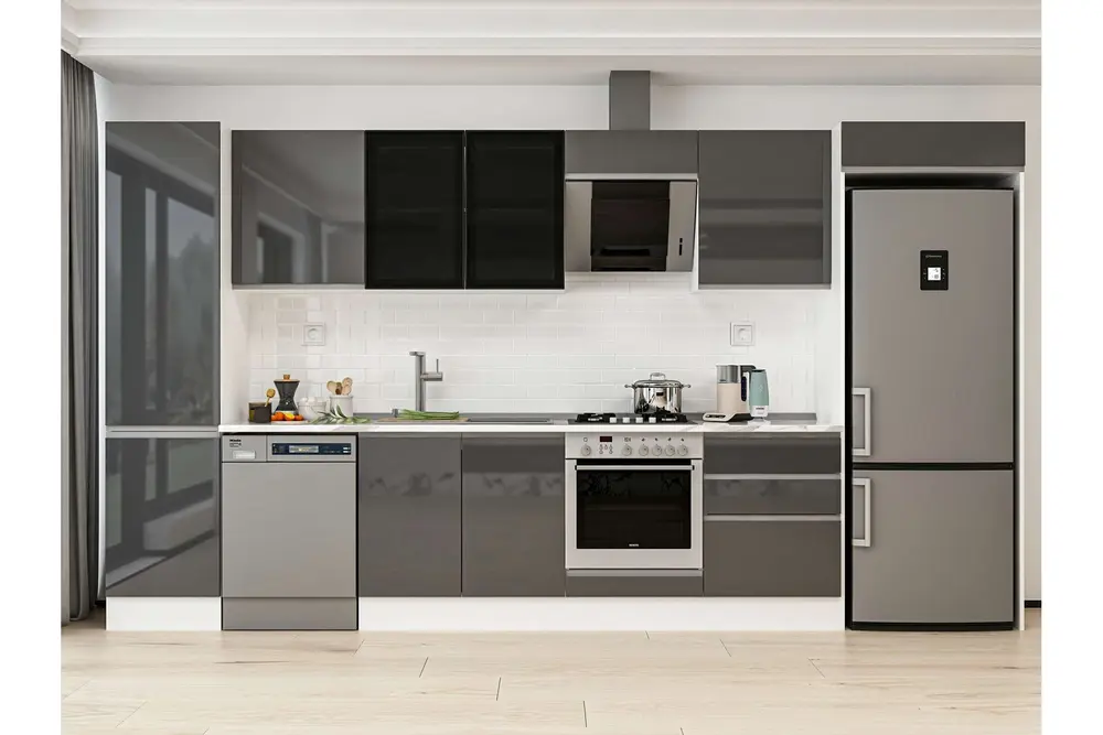 Alvinka 390X222 Cm Mutfak Dolabı, Mbb E80B50S60 3 Antrasit Suntalam