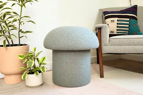 S Home Desıgn Concept, Mushroom Mantar Puf, Peluş, Gri