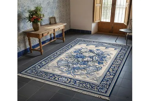 Mavi Asır Dokulu Dokuma Taban Halı, 683 Yng 80X150 Cm