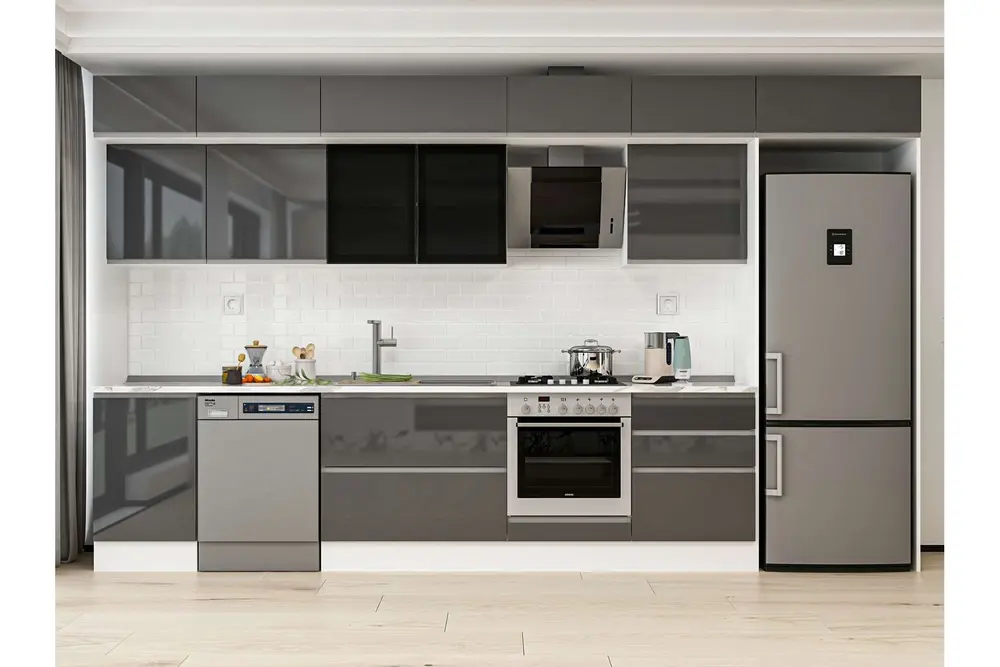 Alvinka 400X240 Cm Mutfak Dolabı, Mb E90S50S60 3 Antrasit Suntalam