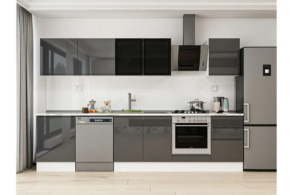 Alvinka 320X210 Cm Mutfak Dolabı, M E90S60S50 3 Antrasit Suntalam