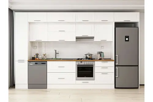 Alvinka 380X240 Cm Klasik Mebran Mutfak Dolabı, Mbb E80B40S60 1 Mebran Beyaz Suntalam