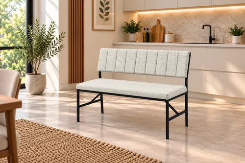 Melody 2 Kişilik Sırtlı Bench, Krem, 90 Cm