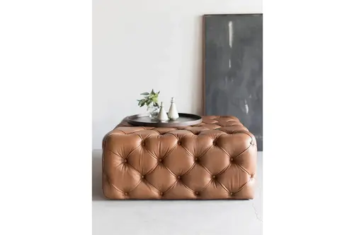 Tuf Kahverengi Deri Puf, Bench