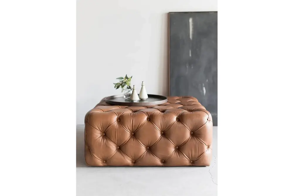 Tuf Kahverengi Deri Puf, Bench