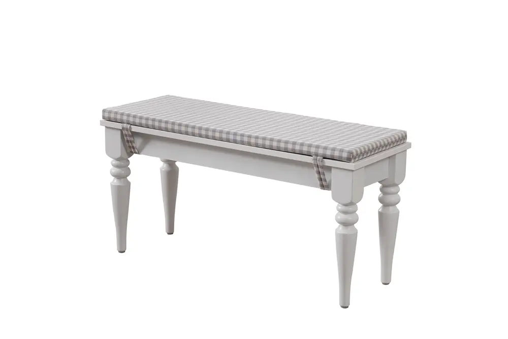 Venedik Bench, Beyaz Üst, Gri Pötikare, 85 Cm