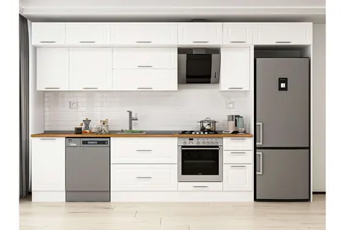 Alvinka 375X240 Cm Klasik Mebran Mutfak Dolabı, Mb E90S45S40 2 Mebran Beyaz Suntalam