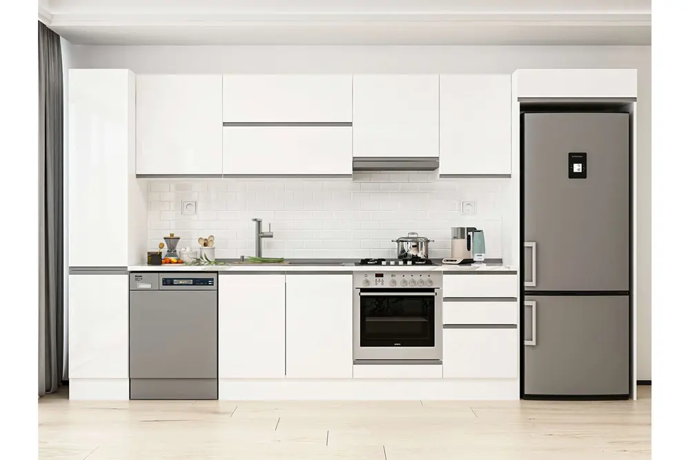 Alvinka 370X222 Cm Mutfak Dolabı, Mbb E80B40S50 1 Beyaz Suntalam