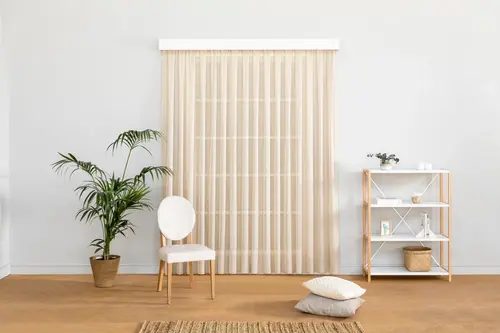 Massarelli Keten Folded Tül Bej Rengi Pilesiz 260 Cm 100