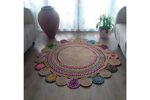 Milda Jüt Kilim 14, Yuvarlak, Hasır, 200X200