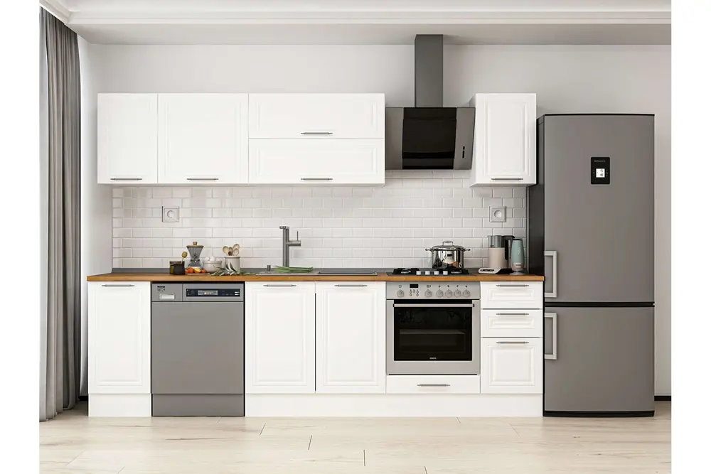 Alvinka 290X210 Cm Klasik Mebran Mutfak Dolabı, M E90S40S40 2 Mebran Beyaz Suntalam