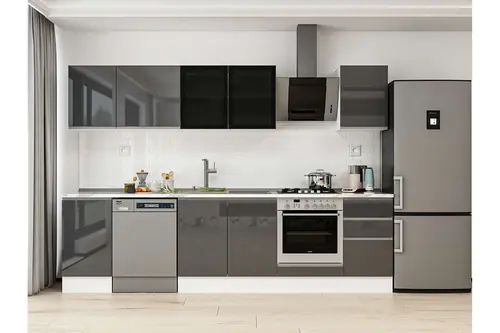 Alvinka 290X210 Cm Mutfak Dolabı, M E80S45S45 3 Antrasit Suntalam