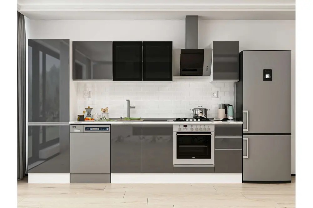 Alvinka 300X210 Cm Mutfak Dolabı, Mb E80B60S40 3 Antrasit Suntalam