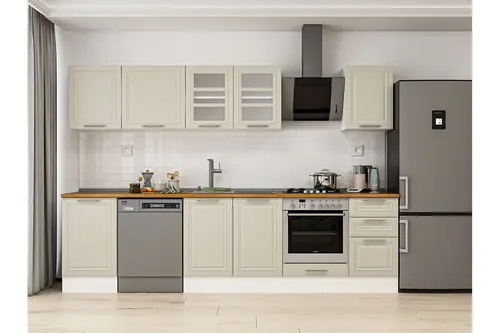 Alvinka 305X210 Cm Klasik Mebran Mutfak Dolabı, M E90S50S45 3 Mebran Kumtaşı Suntalam