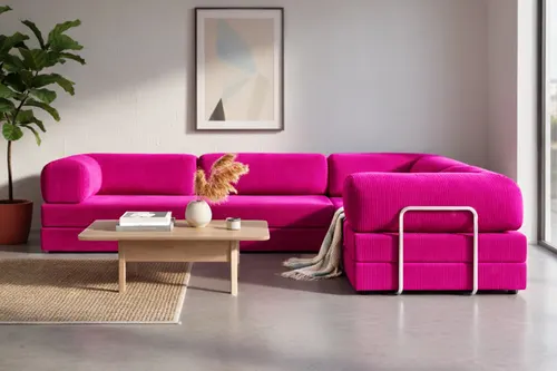 Legom Modüler Yataklı Aktivite Köşe Koltuk Fuşya, 200X300
