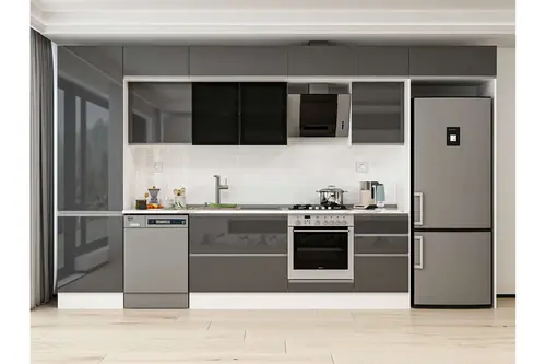 Alvinka 390X240 Cm Mutfak Dolabı, Mbb E80B60S50 3 Antrasit Suntalam