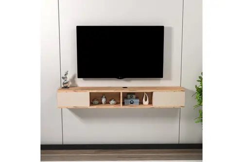 Mayer Raflı Duvara Monte Tv Sehpası, Atlantik Çam Bej